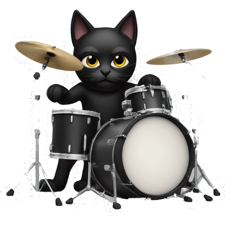 Black cat drummer emoji