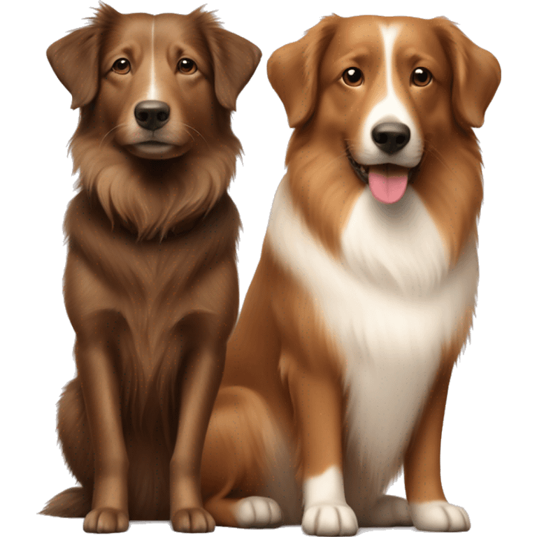 Shetland sheepdog and brown Labrador sitting emoji