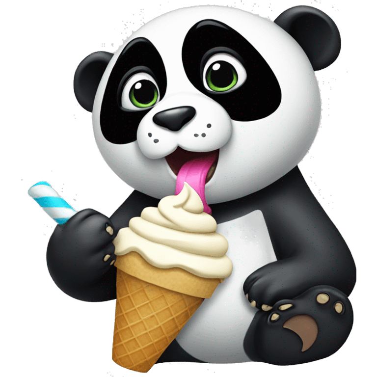 Panda eating ice cream emoji