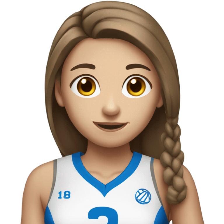 Volleyball teen girl player with ball and long brown hair and blue eyes  emoji