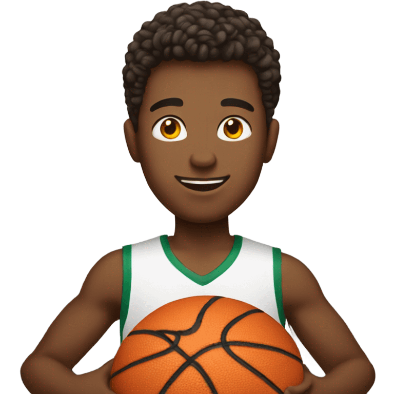 young man holding basketball emoji