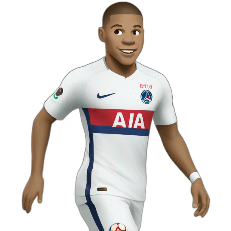 Kylian Mbappé jouant au foot emoji