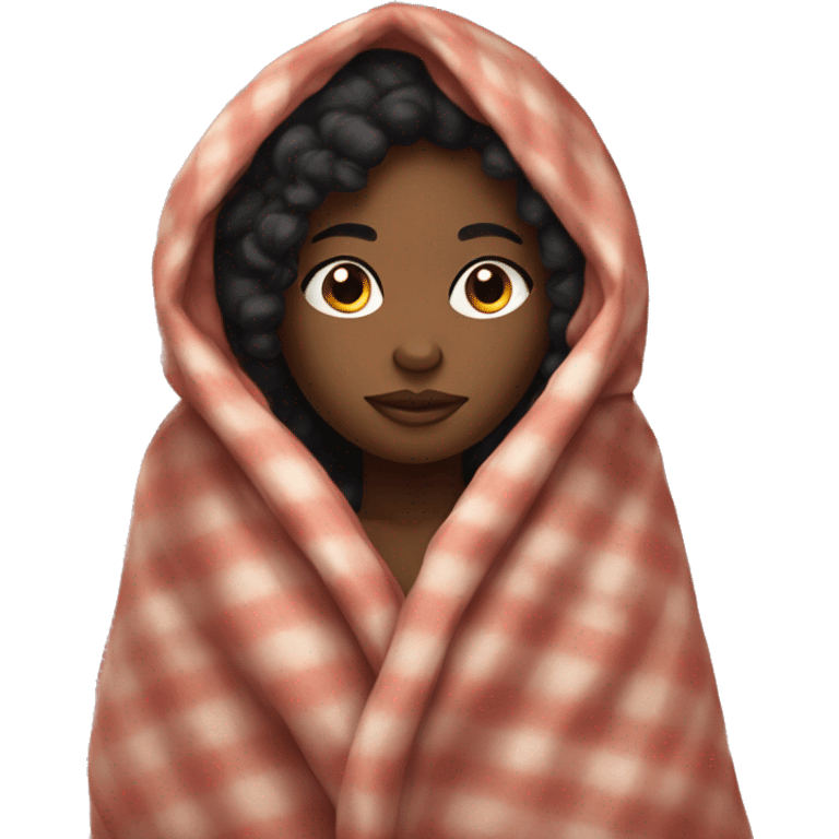 Black girl cozy in a blanket  emoji