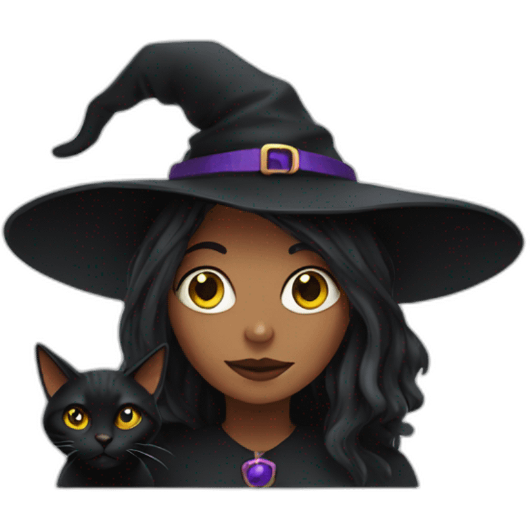 Witch with black cat emoji