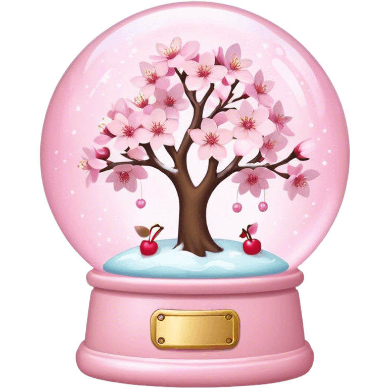 Pastel pink snow globe，Cherry blossom，flash emoji