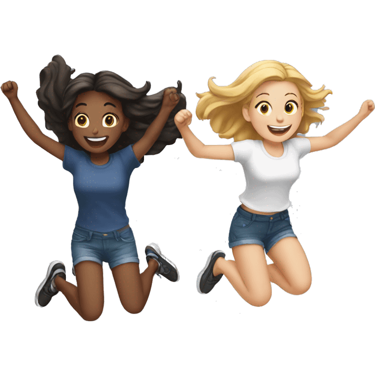 two white girls jumping emoji