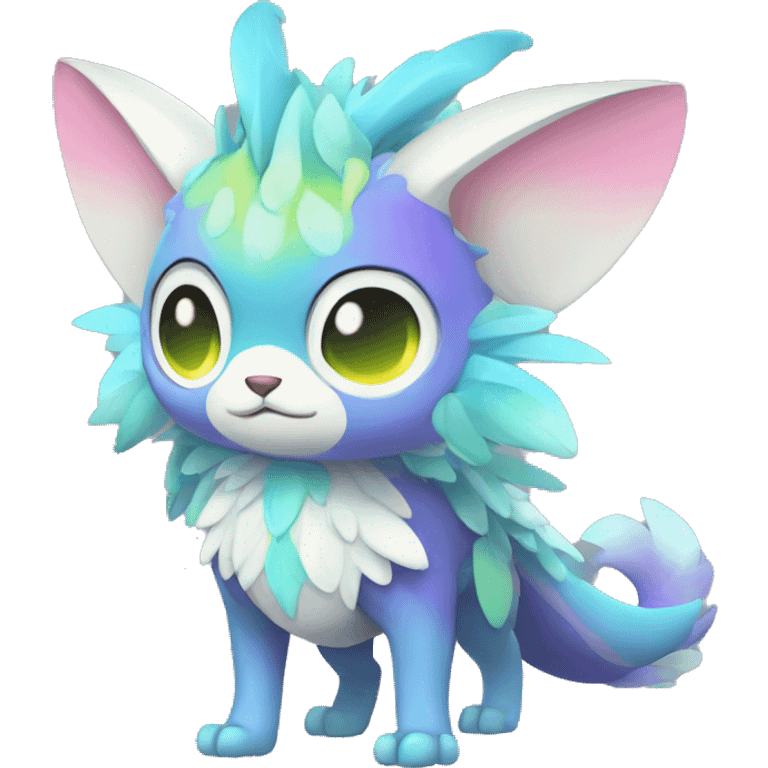 Cute cool shiny colorful fantasy animal hybrid Fakemon full body emoji