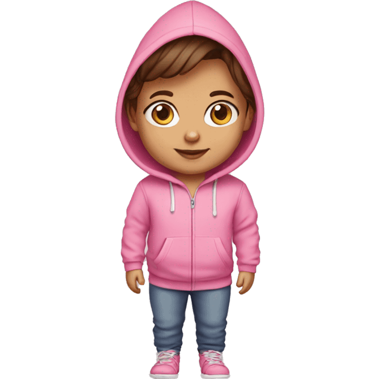 Toddler brown hair pink hoodie  emoji