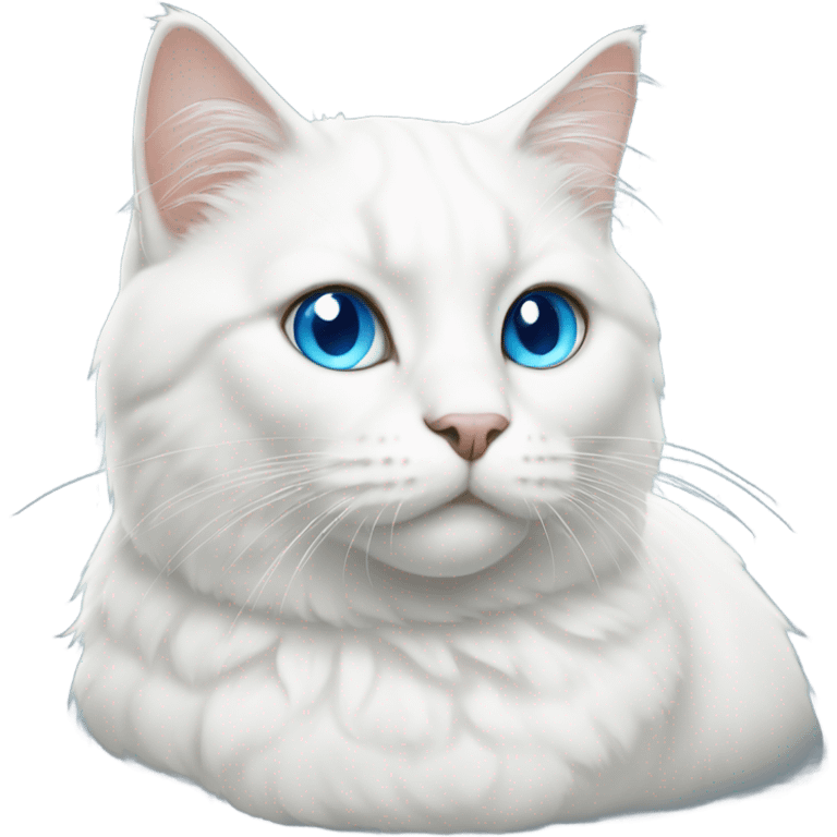 All white cat with blue eyes  emoji