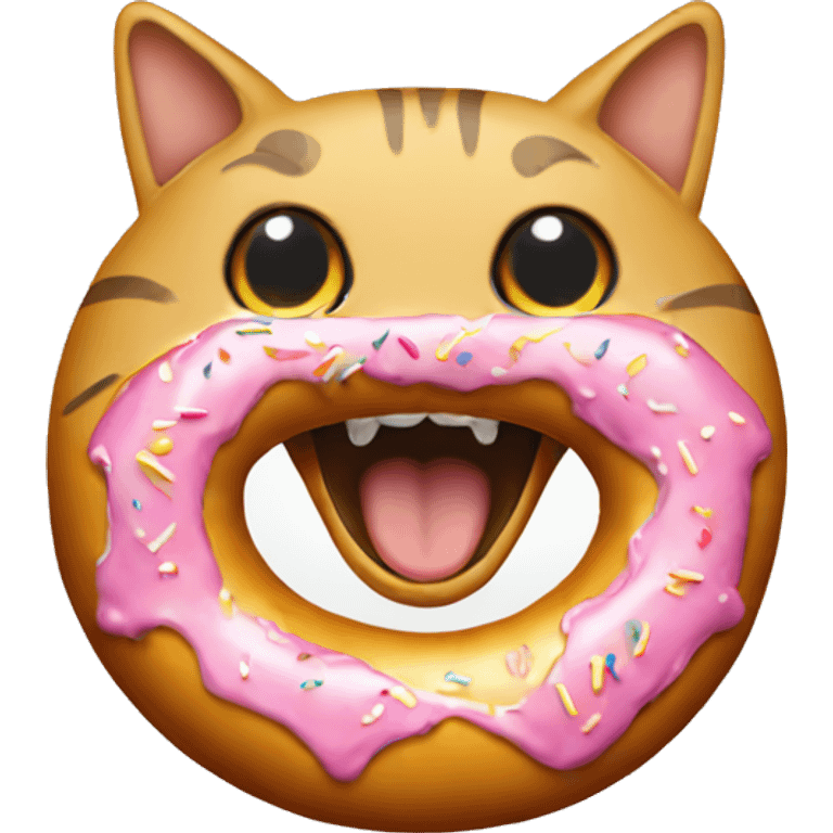 A cat eating a donut emoji