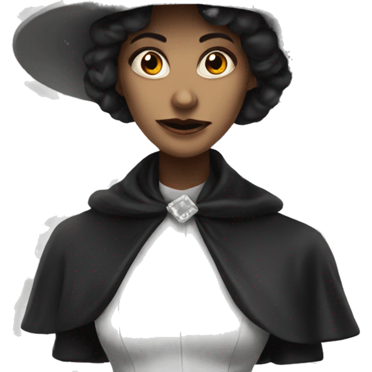 Scary 8 foot tall lady with black hat and white dress emoji