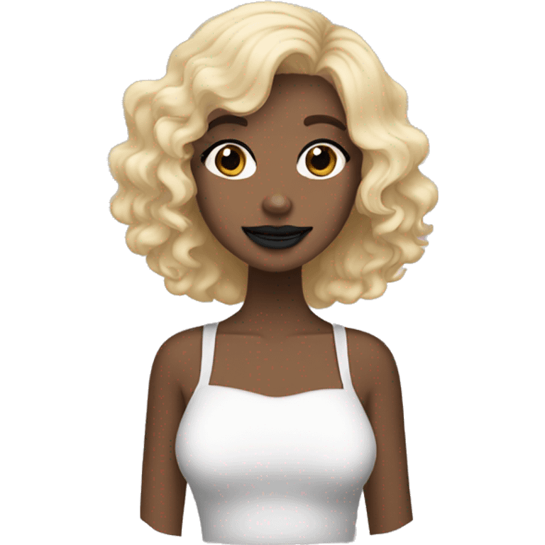 pretty blonde lady with her part black part whiten bernedoodle emoji