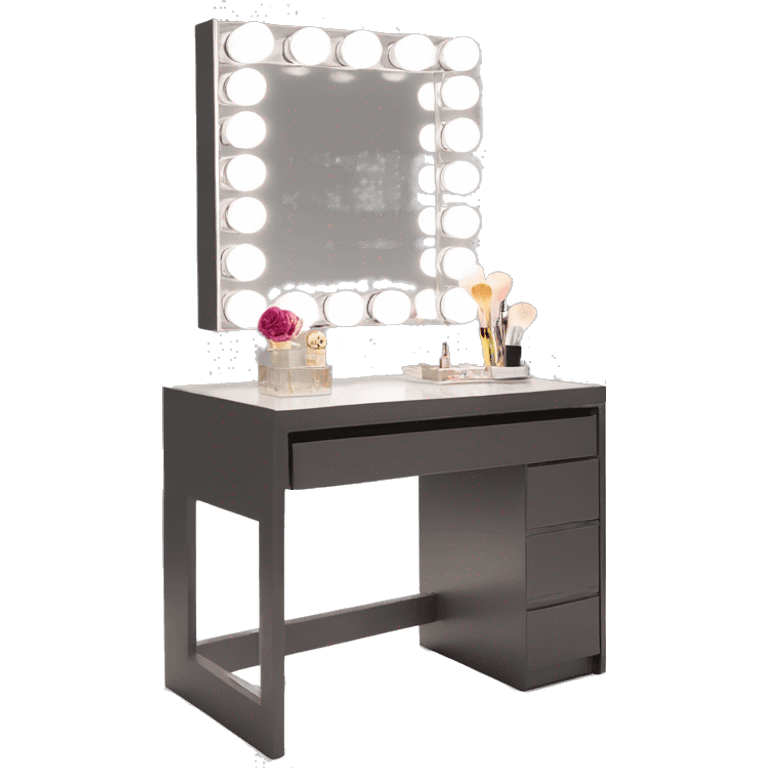 Vanity table with square led light mirror emoji