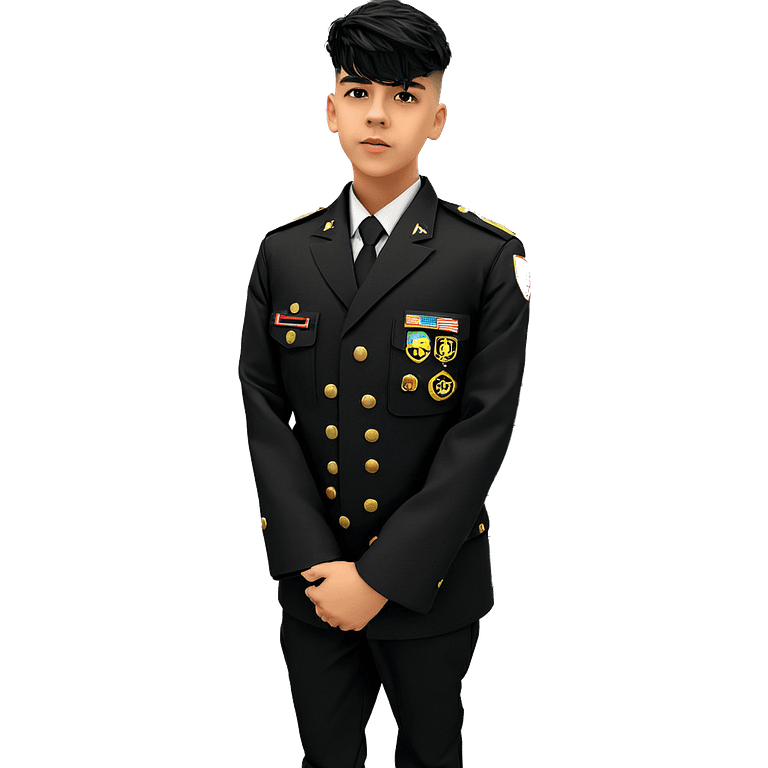 military boy in black uniform emoji