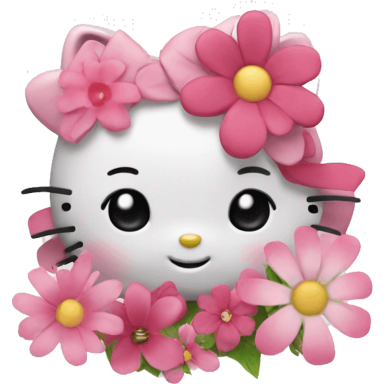 Hello kitty with flower emoji