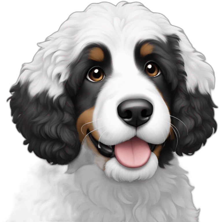 black white bernedoodle no color emoji