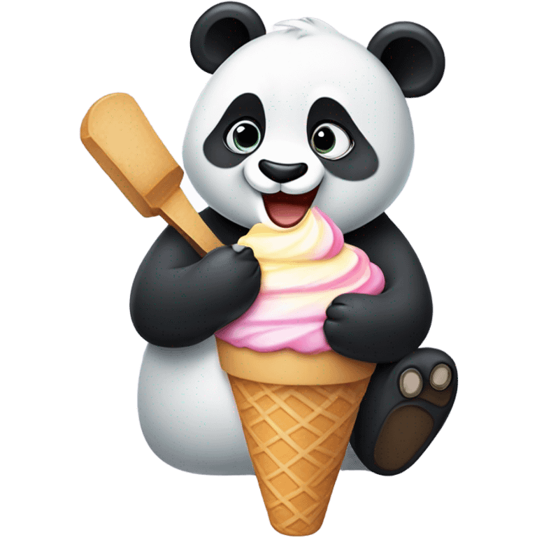 Panda eating ice cream emoji