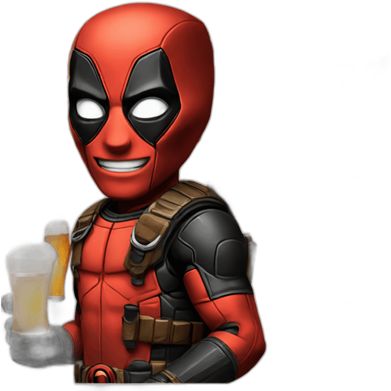 Deedpool drink beer emoji