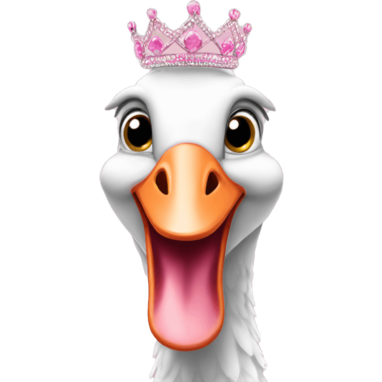 Pink silly goose wearing a tiara  emoji