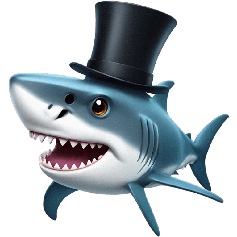 Shark with a top hat emoji