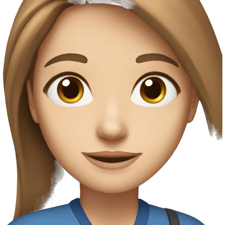 Woman,long brown hair, blue eyes, teacher emoji