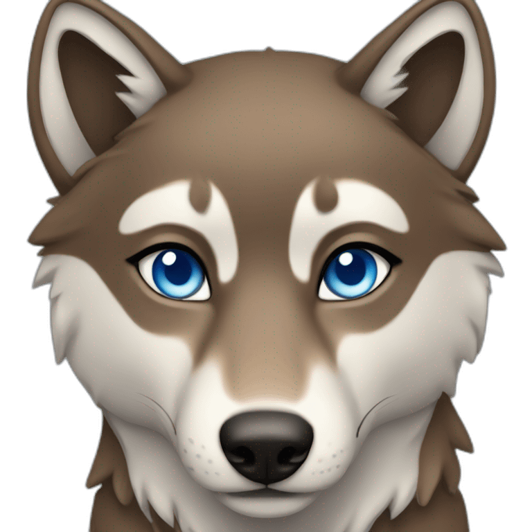 Brown female wolf blue eyes  emoji