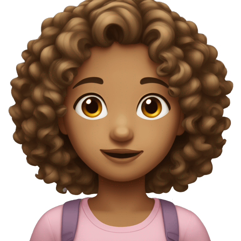 cute girl with curly brown hair emoji