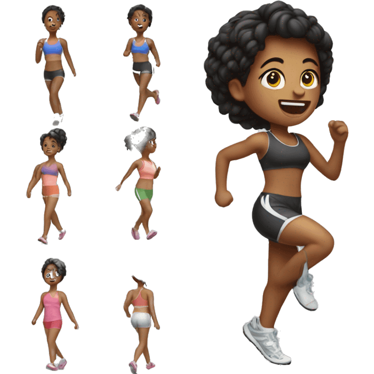 girl jogging in sports bra and shorts emoji