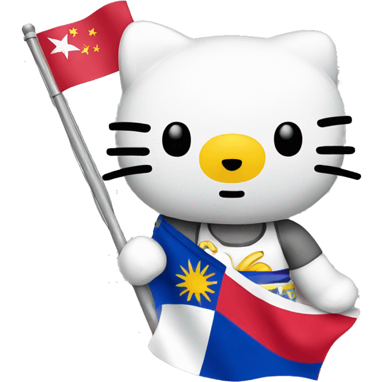 Hello Kitty holding Philippines flag emoji