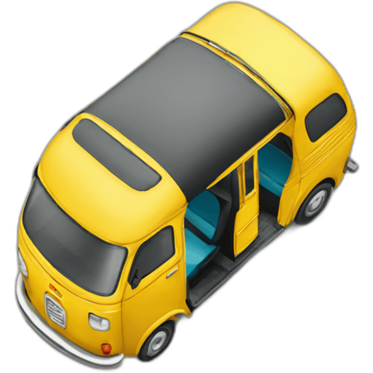 yellow auto rickshaw from top view emoji