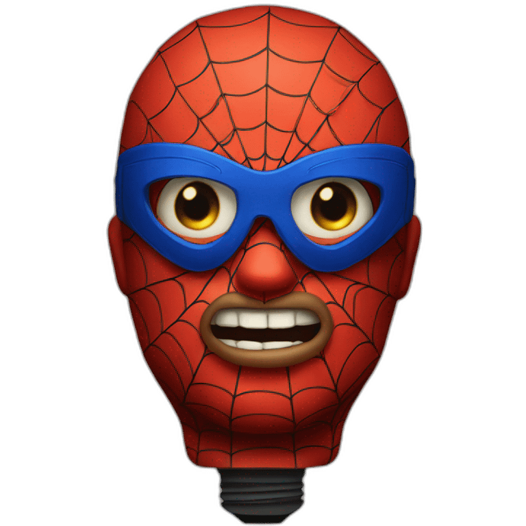 a man in a Spider-Man costume, but instead of a head there is a glowing light bulb. make as a portrait emoji