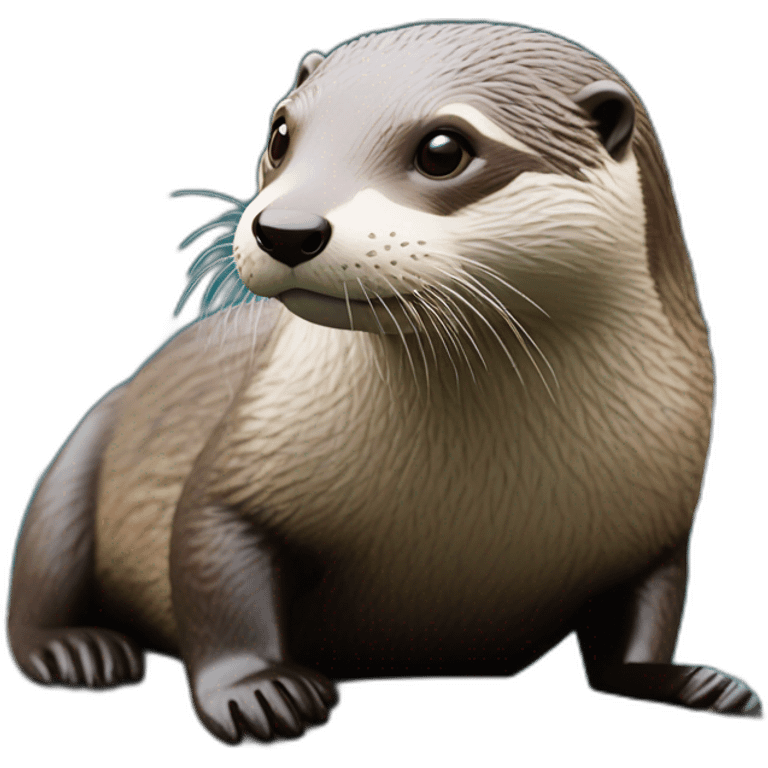 Loutre sur un phoque emoji