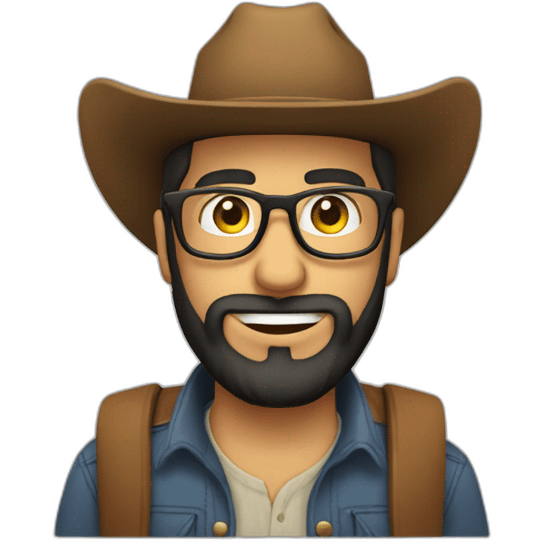 Bearded Arab guy with glasses and cowboy hat emoji