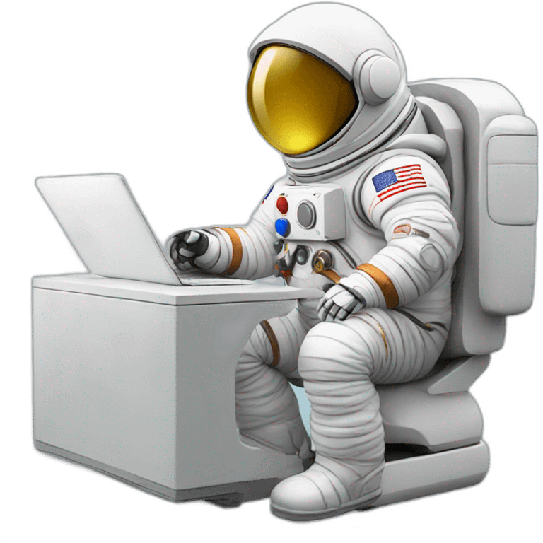 Astronaut writes on a computer emoji