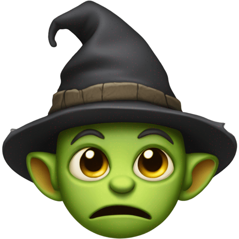 Shy Goblin wearing hat with hidden eyes under the hat emoji