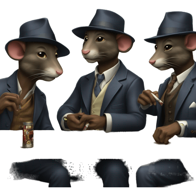 4 gangster pack rats plying cards and smoking cigars emoji