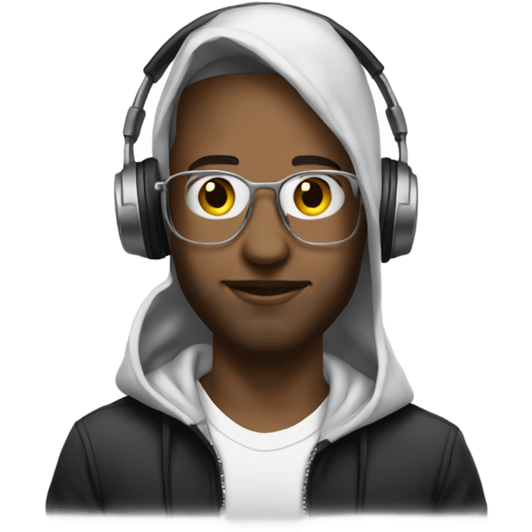 White DJ with hoodie and ddj emoji