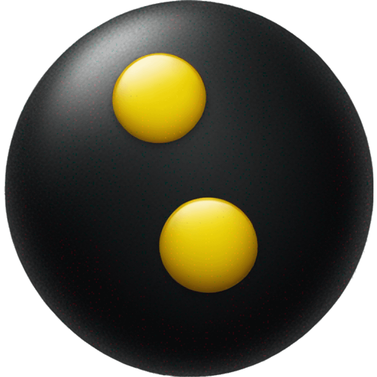 dark black rubber ball with only two yellow dots emoji