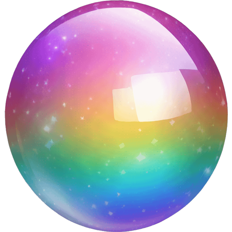 sparkly iridescent, rainbow gradient, glass crystal orbit sphere emoji