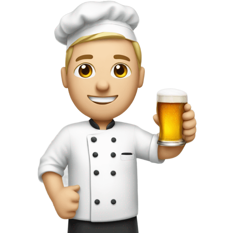 White chef holding a beer in right hand and a golf club in left hand emoji