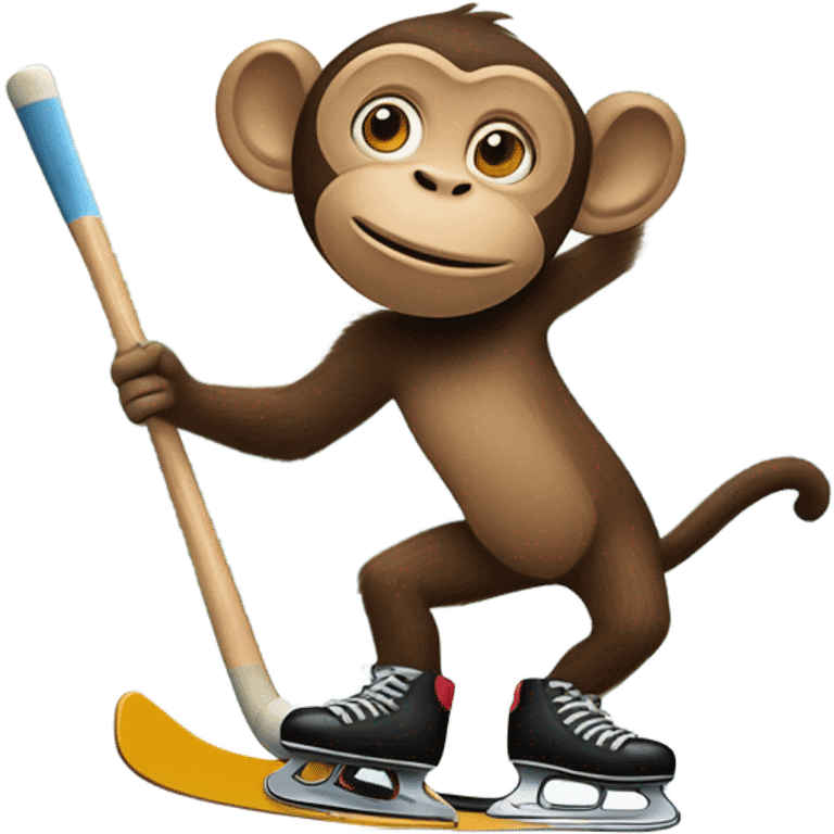 Monkey playing hockey on top of trees emoji