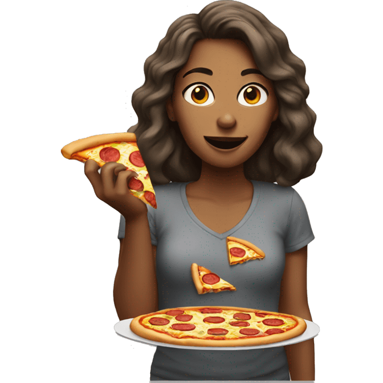 Woman eating pizza emoji