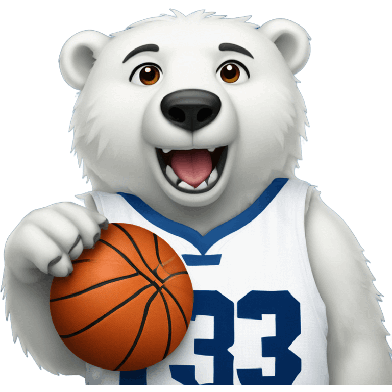 Polar bear with basketball wearing Fairmont #32 jersey emoji