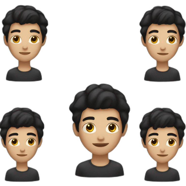 A man with black hair and a black cat emoji