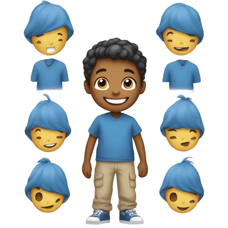 happy boy in blue shirt first day of school  emoji