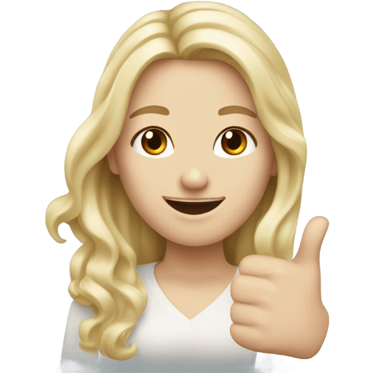 Woman, white skin, pale skin, long hair, blonde hair, wavy hair, thumbs up emoji