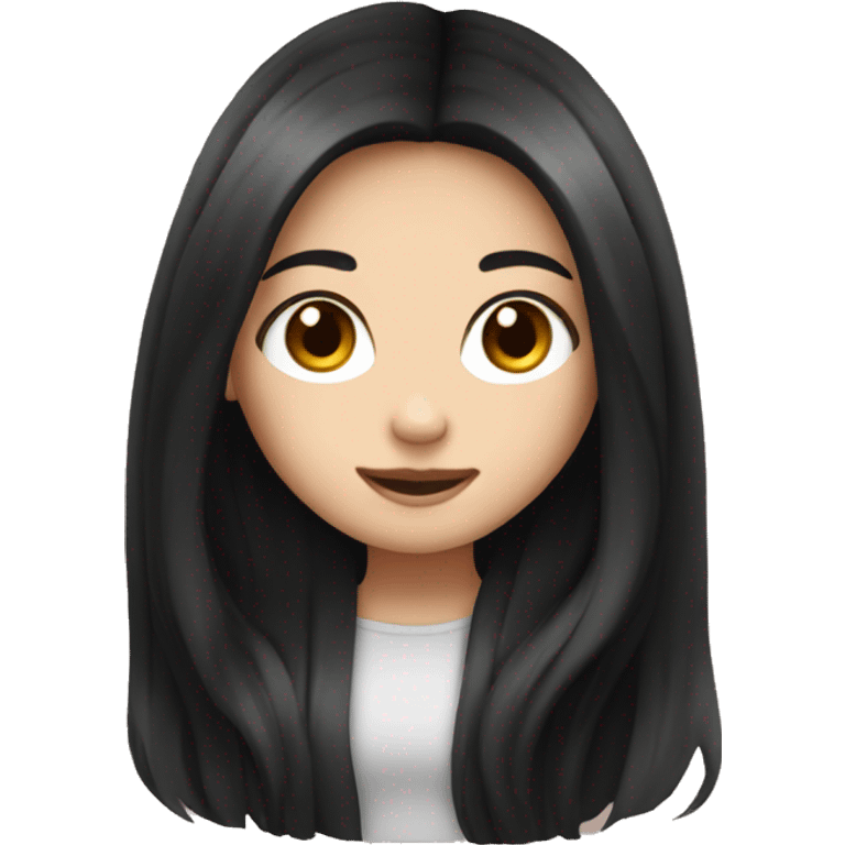 An emojis collection for a cute white girl with beautiful long black hair emoji