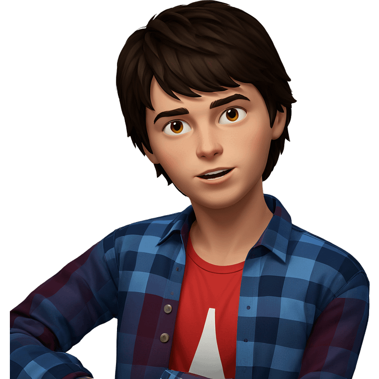 brown haired boy in plaid emoji