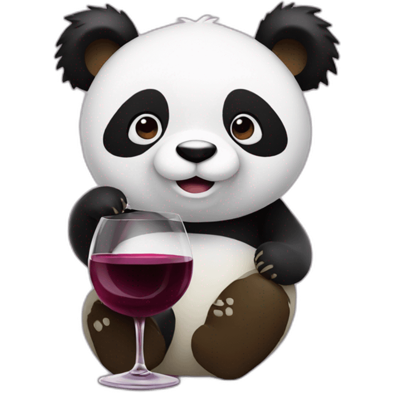 Panda bear with wine emoji