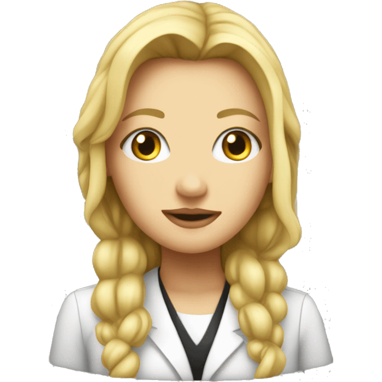 blonde white girl with "PhD" written behind her emoji